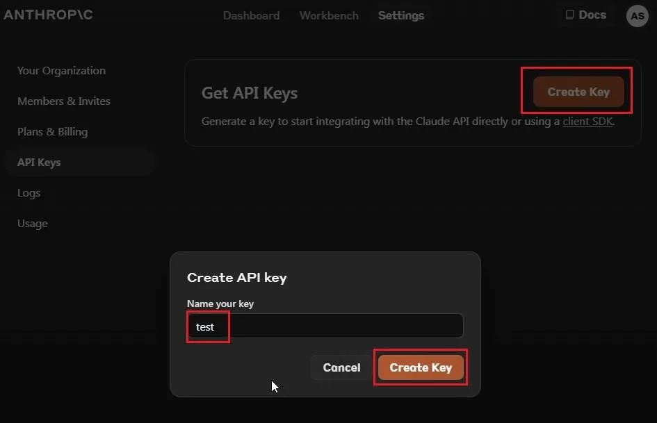 API anahtarı 4. resmini oluşturun
