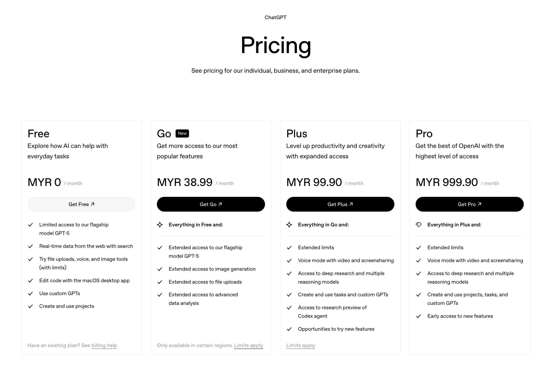 ChatGPT Go 和 Plus、Pro 有啥不一样？