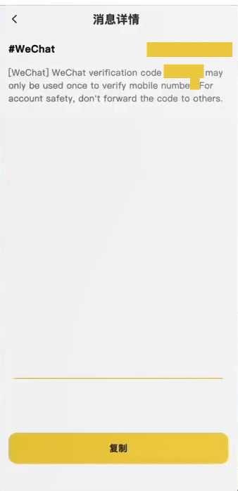 在KiteSim号码详情里，还能查看接收到的短信验证码