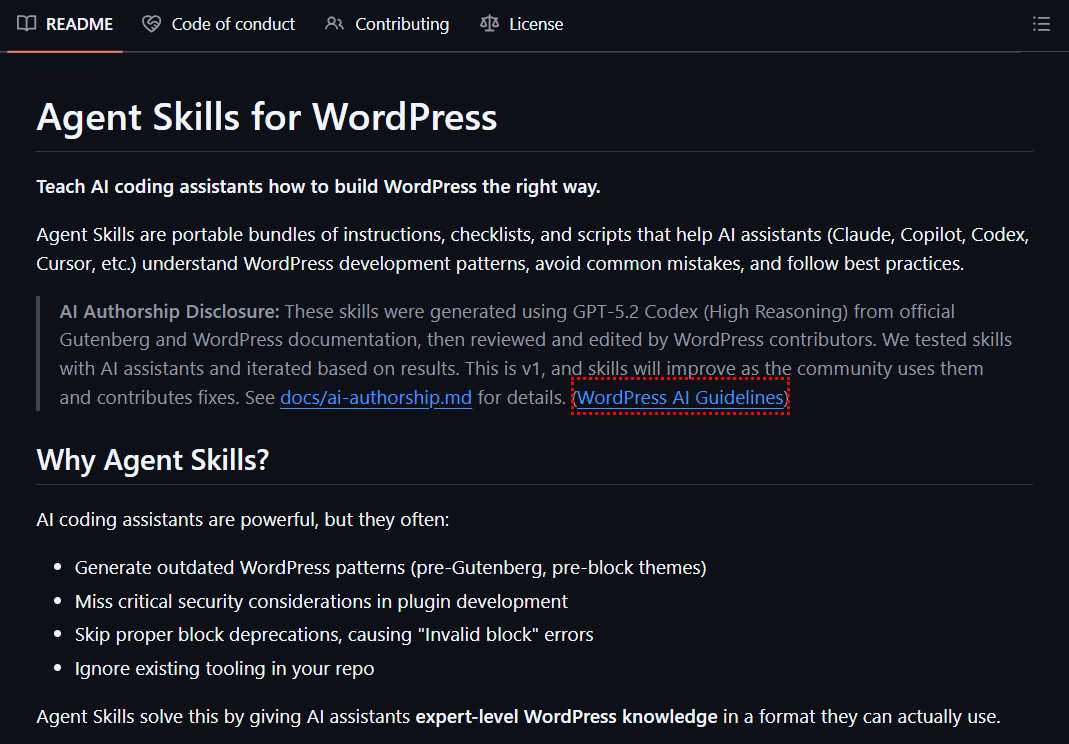 第四步:安装WP官方agent-skills,让AI写的代码100%符合官方标准 第四步:安装WP官方agent-skills,让AI写的代码100%符合官方标准
