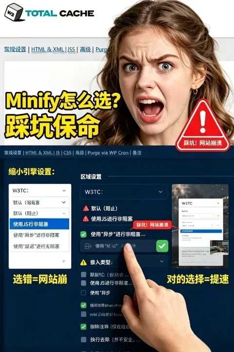 W3 Total Cache Minify插件设置:嵌入类型怎么选?我的踩坑经历与保命建议 W3 Total Cache Minify插件设置:嵌入类型怎么选?我的踩坑经历与保命建议