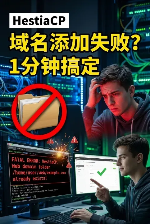 解决 HestiaCP 添加域名时的致命错误:Web domain folder should not exist 解决 HestiaCP 添加域名时的致命错误:Web domain folder should not exist