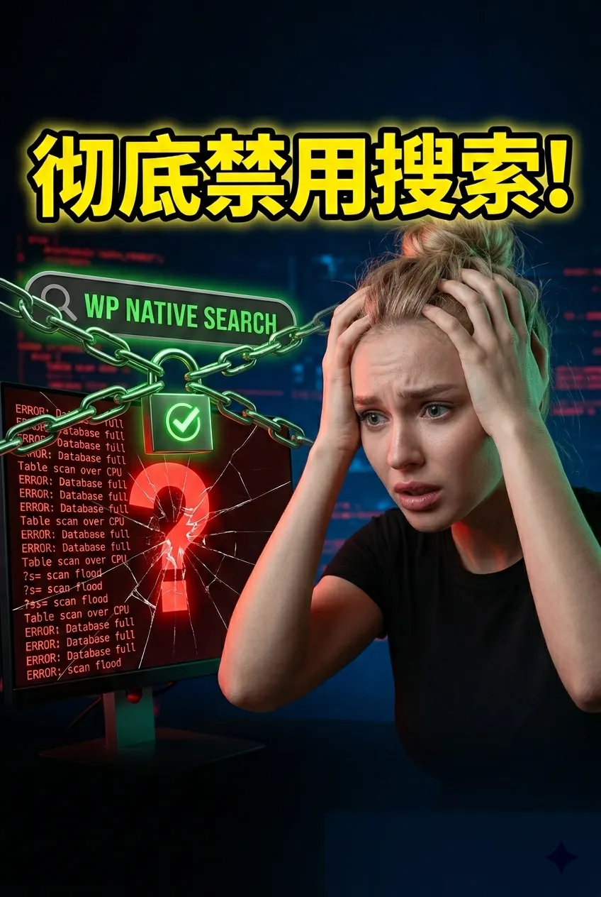 彻底禁用 WordPress 前台原生搜索功能，防恶意程序扫描拖垮数据库