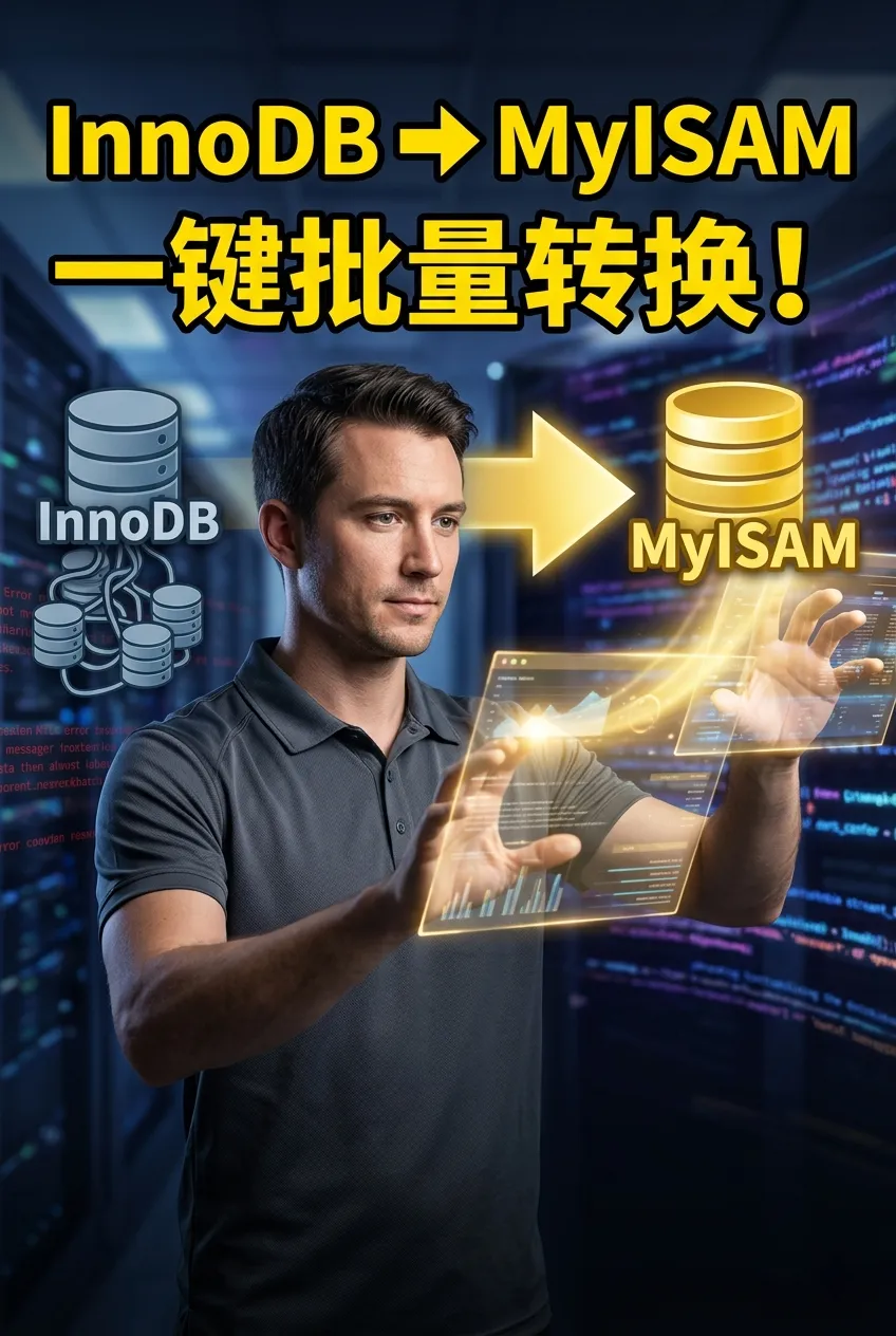MySQL/MariaDB数据库如何设置InnoDB数据表批量转换为MyISAM数据表？